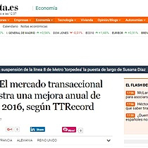 El mercado transaccional espaol registra una mejora anual de un 1,86% en 2016, segn TTRecord